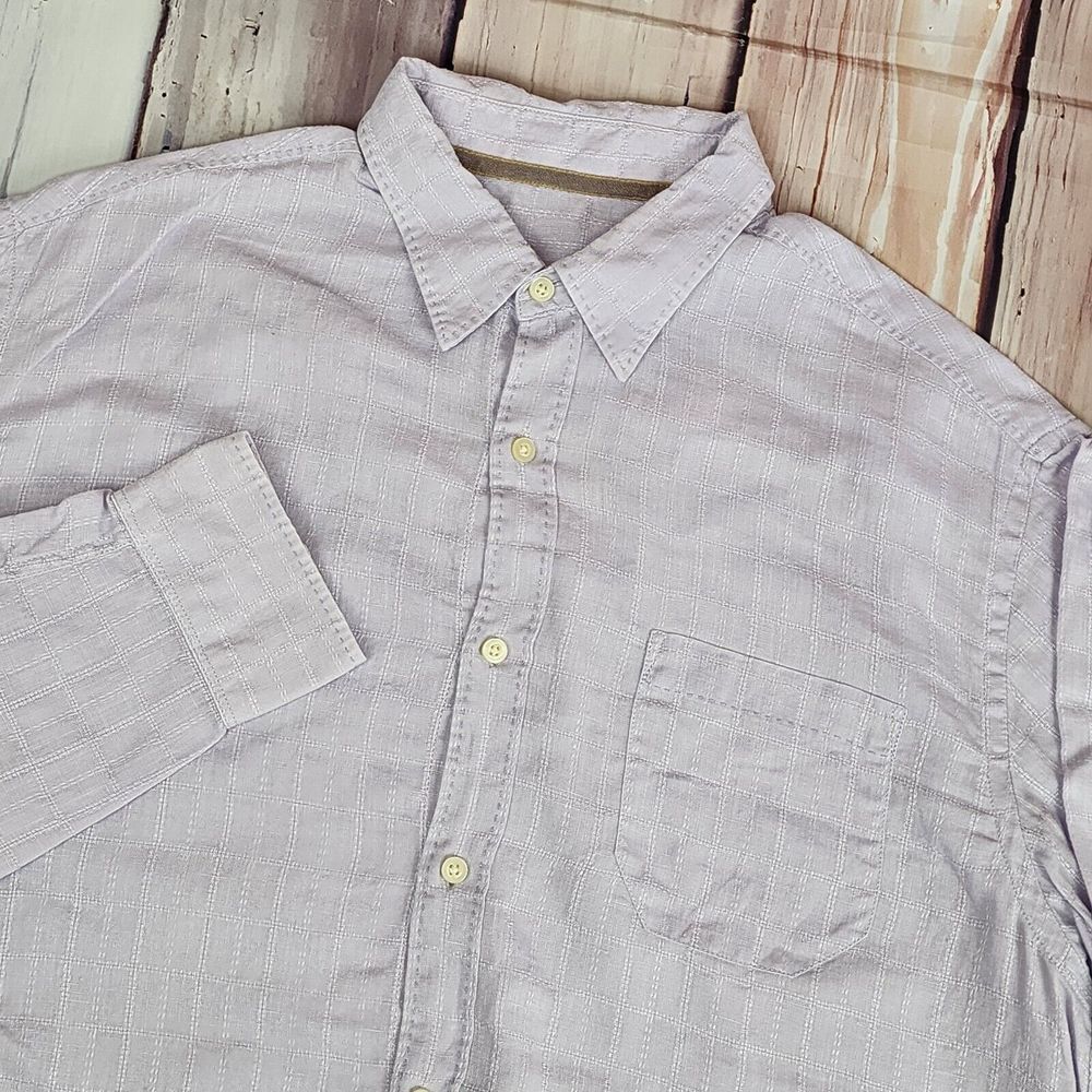 Tommy Bahama Relax Mens L Lavender Purple‎ Long Sleeve Linen Button Up Shirt
